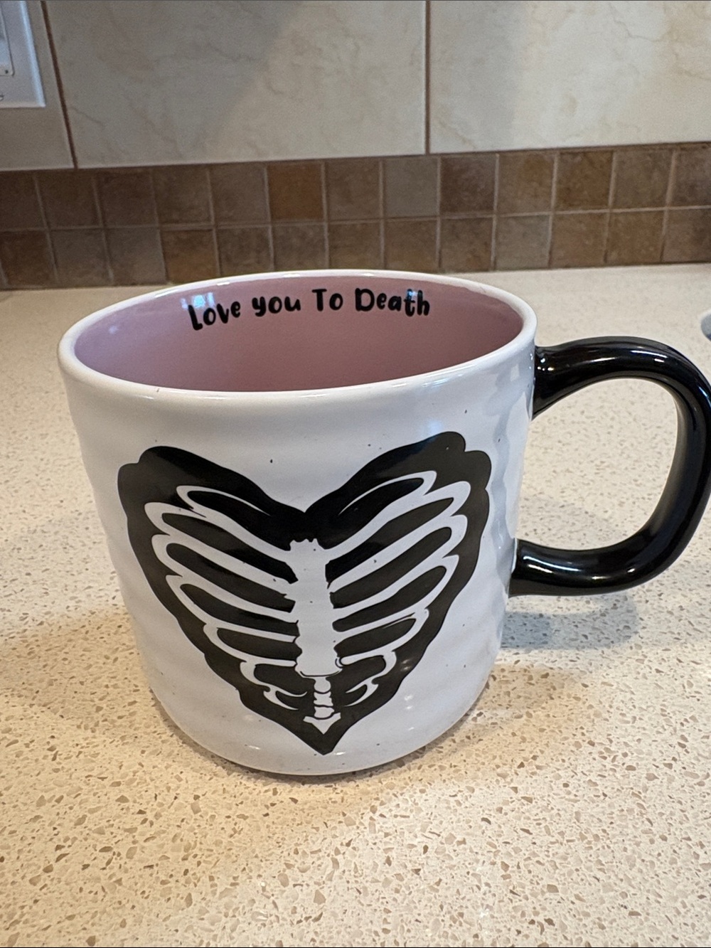 Love You To Death Pink and Black Ceramic Mug